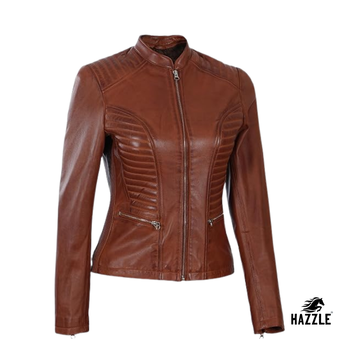 Ladies Brown Leather Jacket
