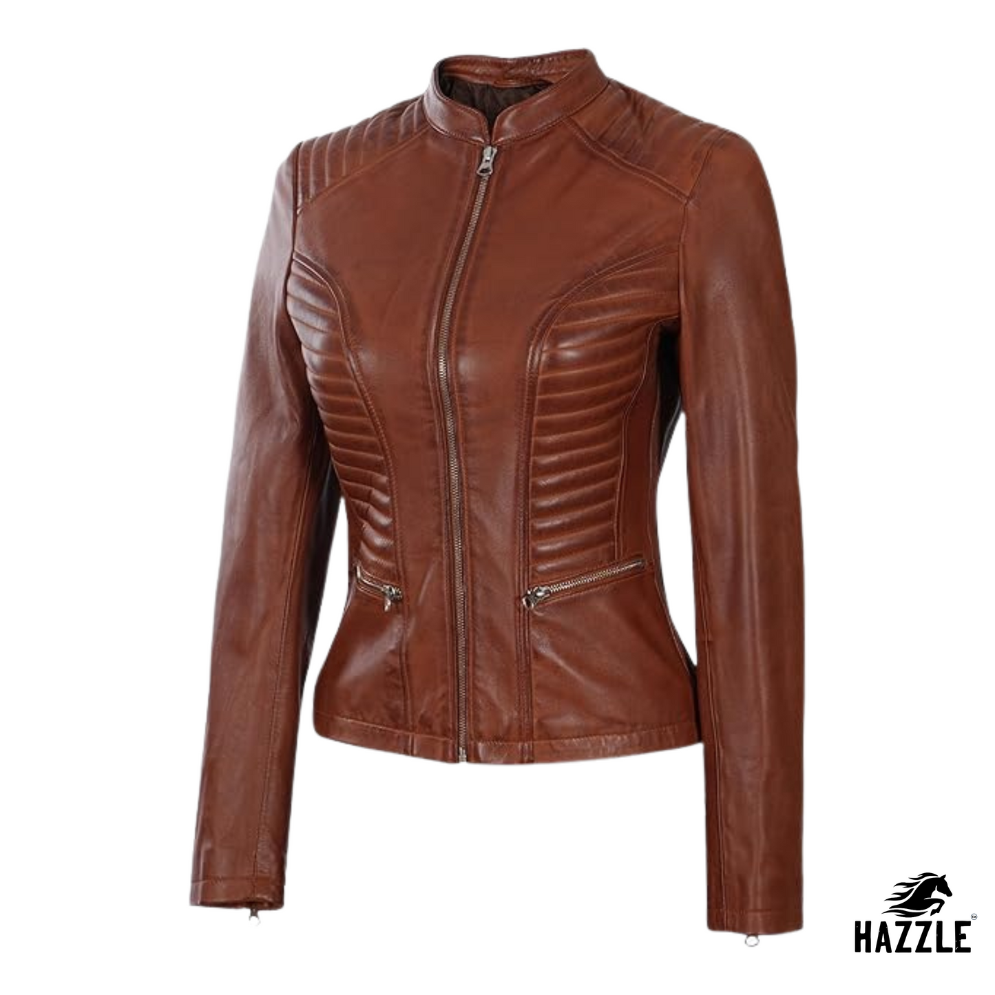 Ladies Brown Leather Jacket