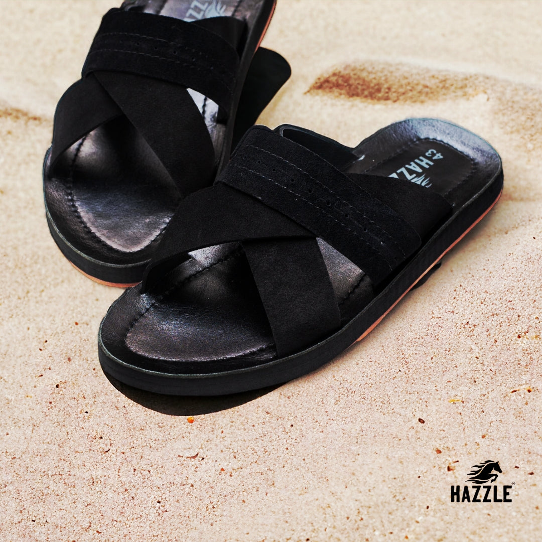 ELAN Slider - Black | Leather Sandal