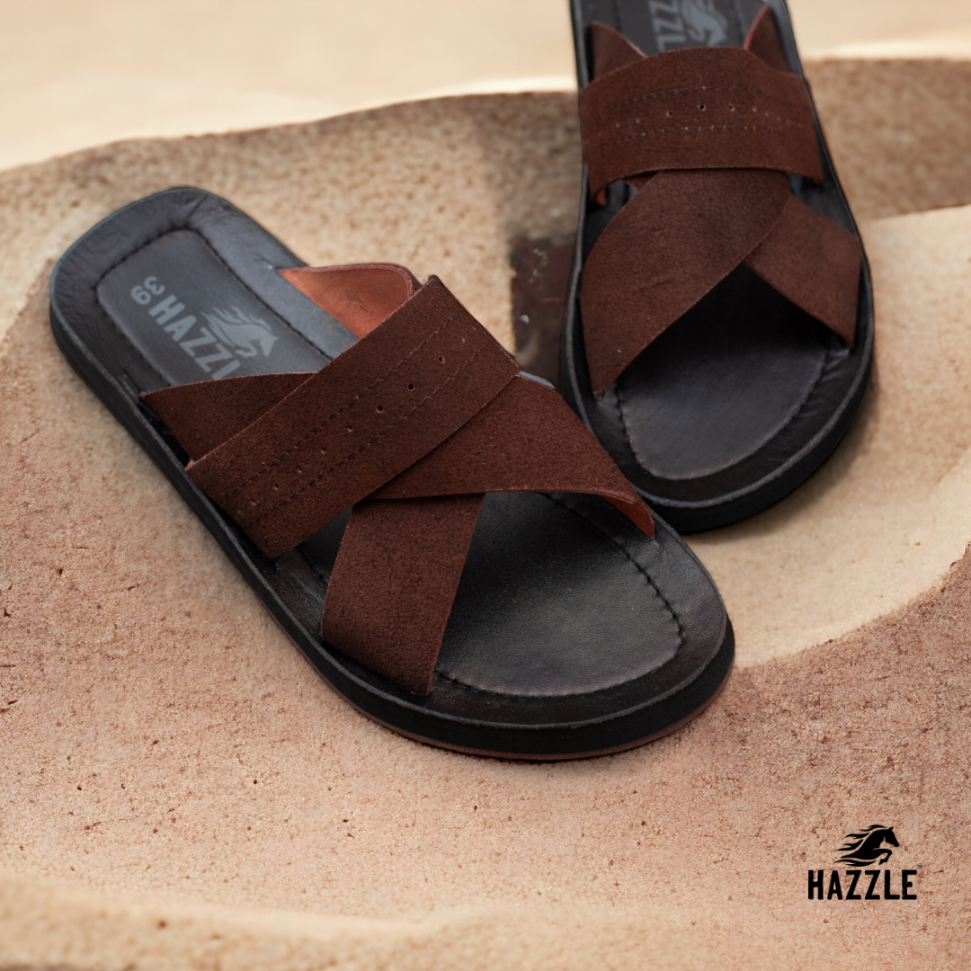ELAN Slider - Chocolate | Leather Sandal