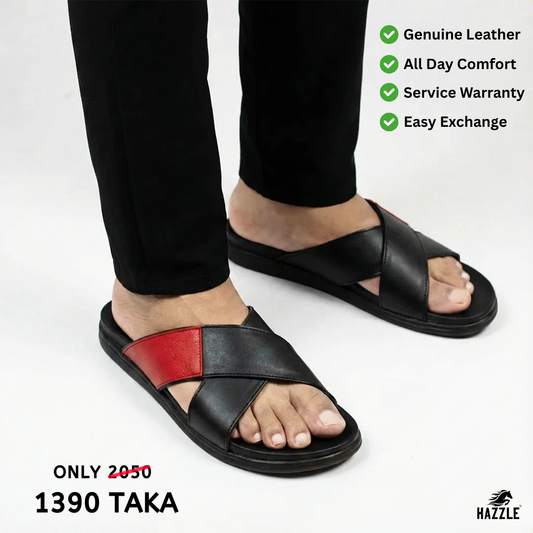 Posh White And Black | Imported Leather Sandal