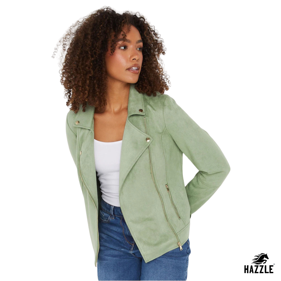 Green Suede Biker Jacket