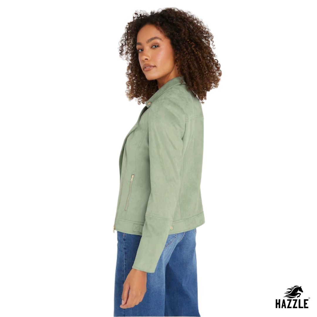 Green Suede Biker Jacket