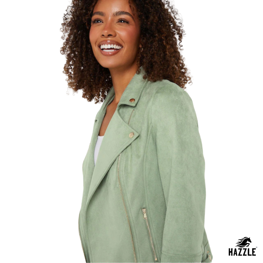Green Suede Biker Jacket