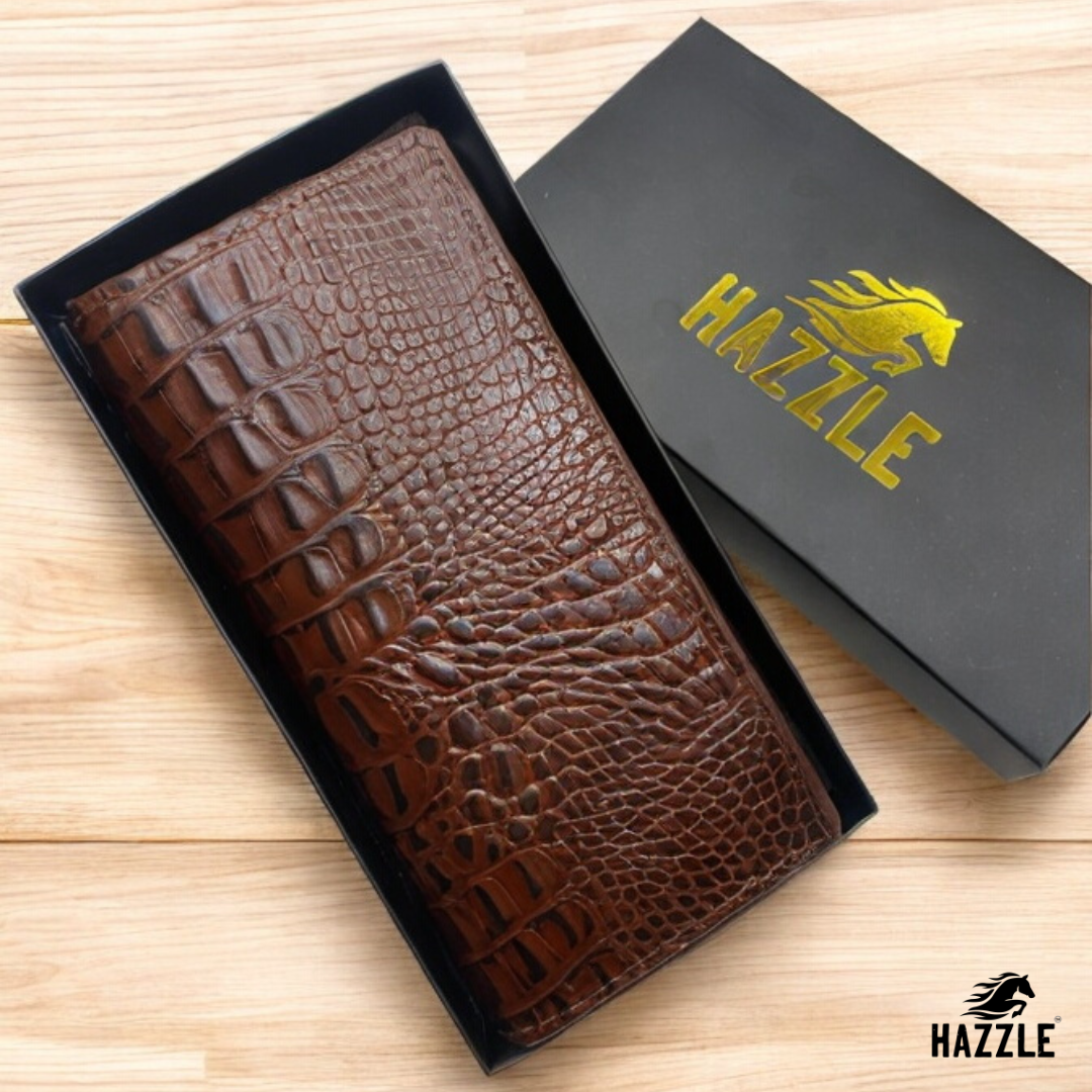 Crocodile Wallet Long - Chocolate
