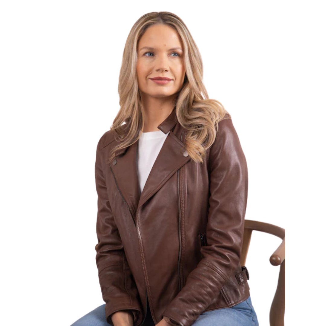 Lakeland Leather Tan Tarn Biker Jacket