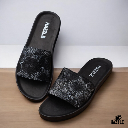 Snake Print - Black | Dice Leather Sandal