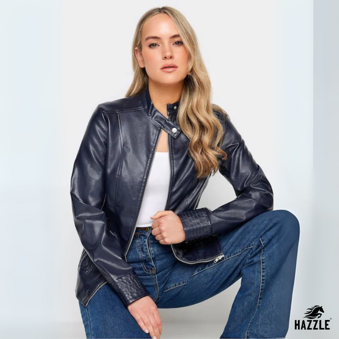 Long Tall Sally Blue Funnel Neck Jacket