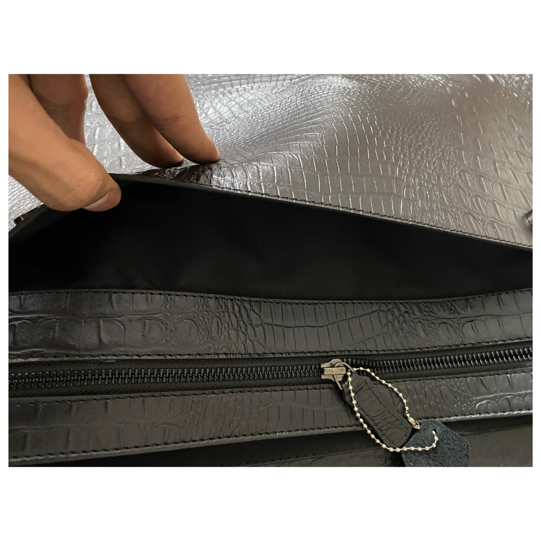 Crocodile Laptop Bag Black