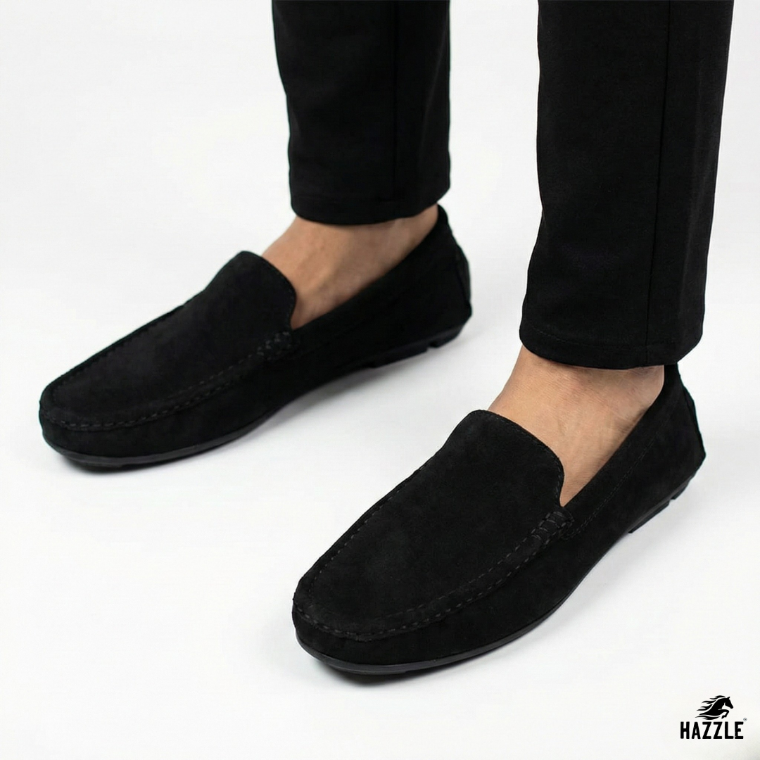 Suede Black Loafer-01 – Hazzle