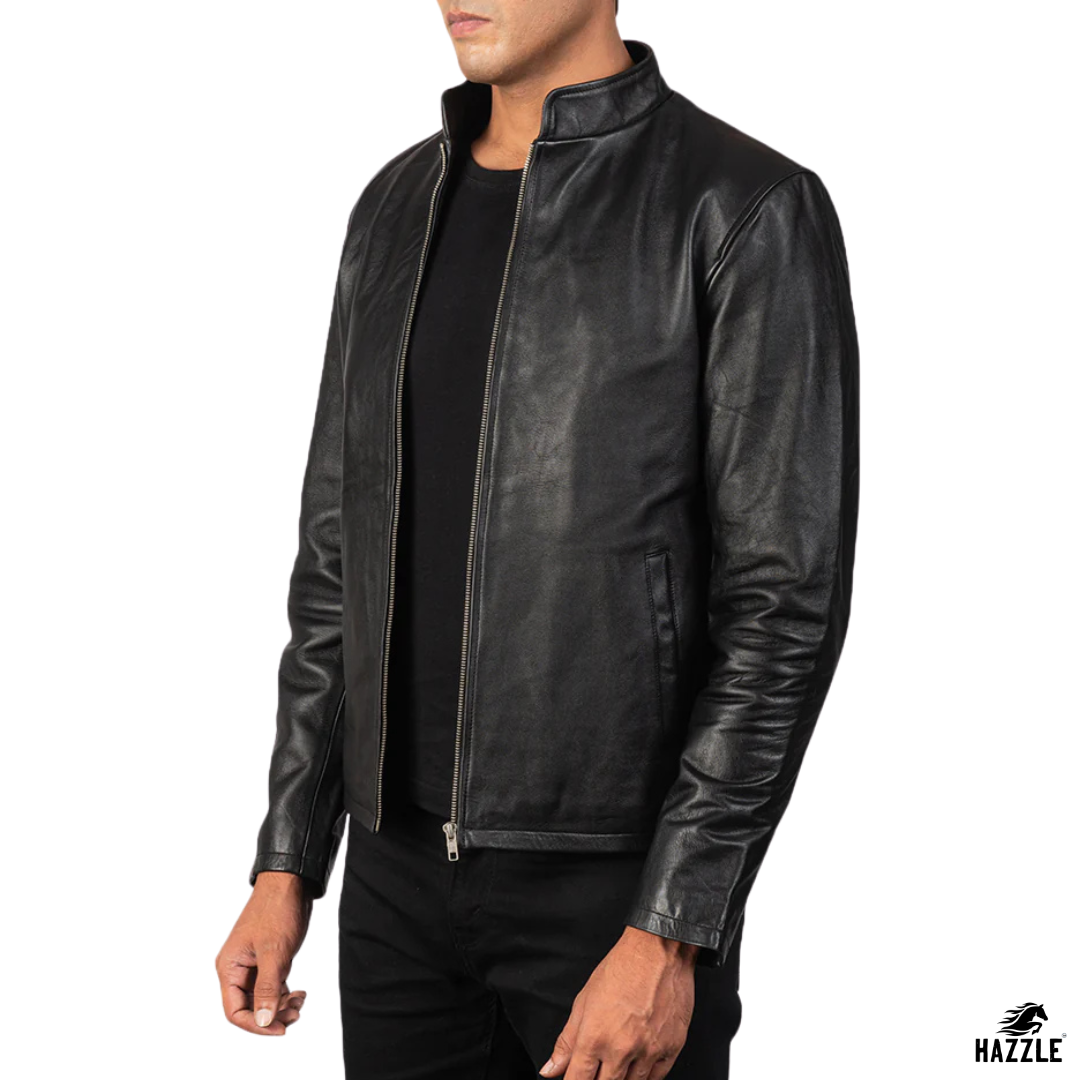 Alexis Biker Leather Jacket Black
