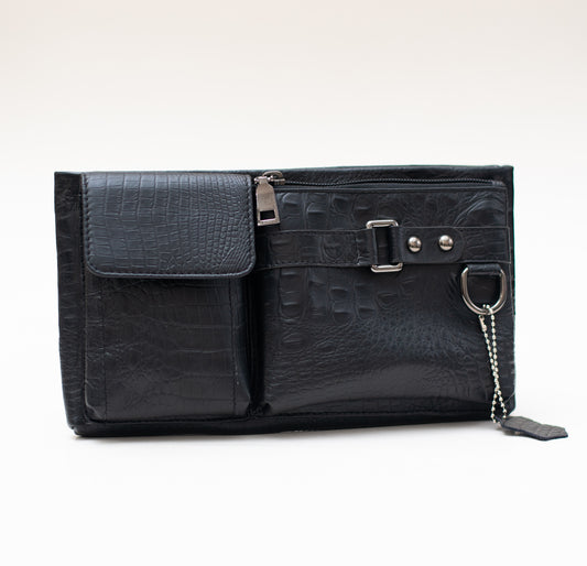 Crocodile Fanny Bag Pack Black