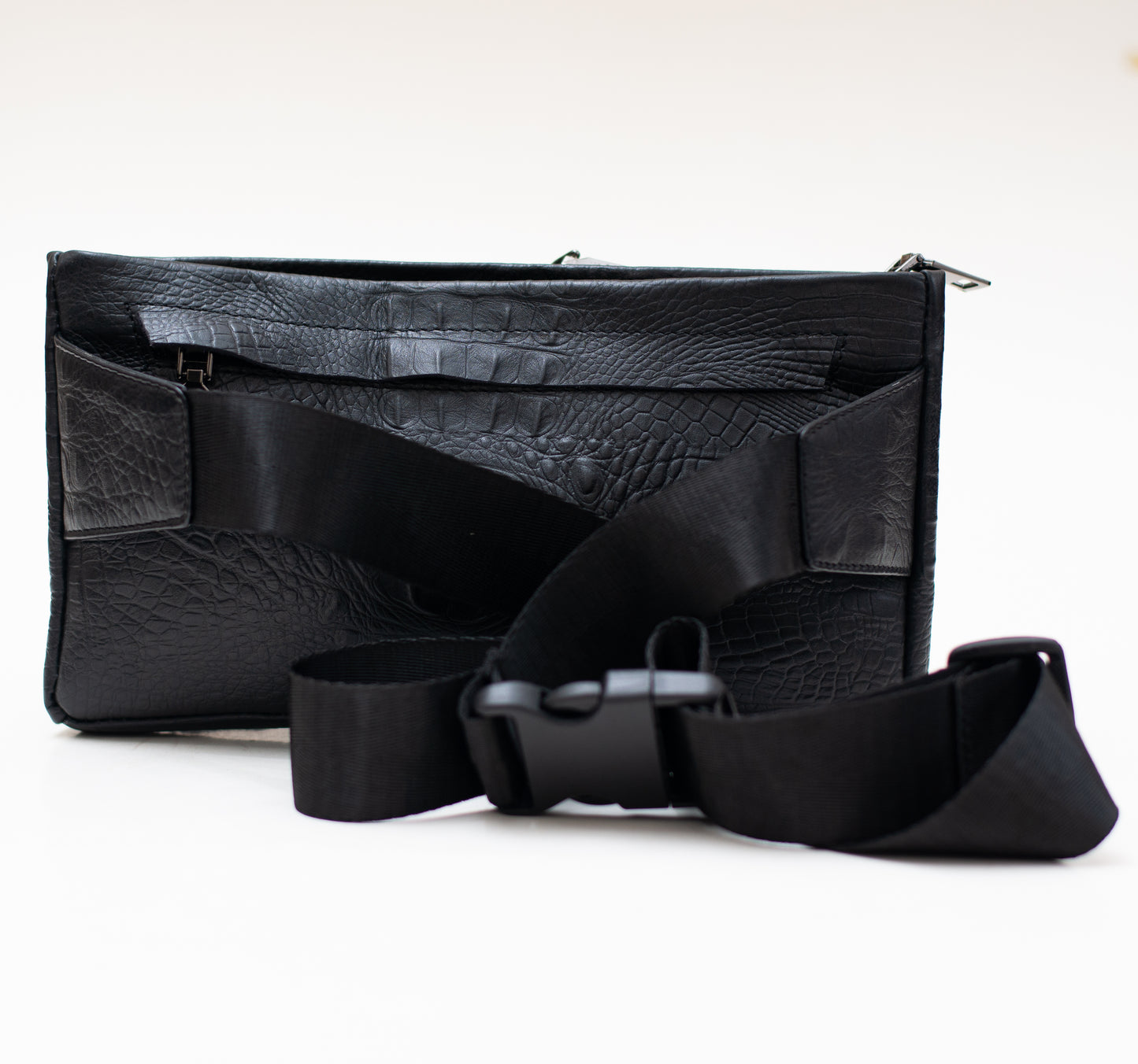 Crocodile Fanny Bag Pack Black
