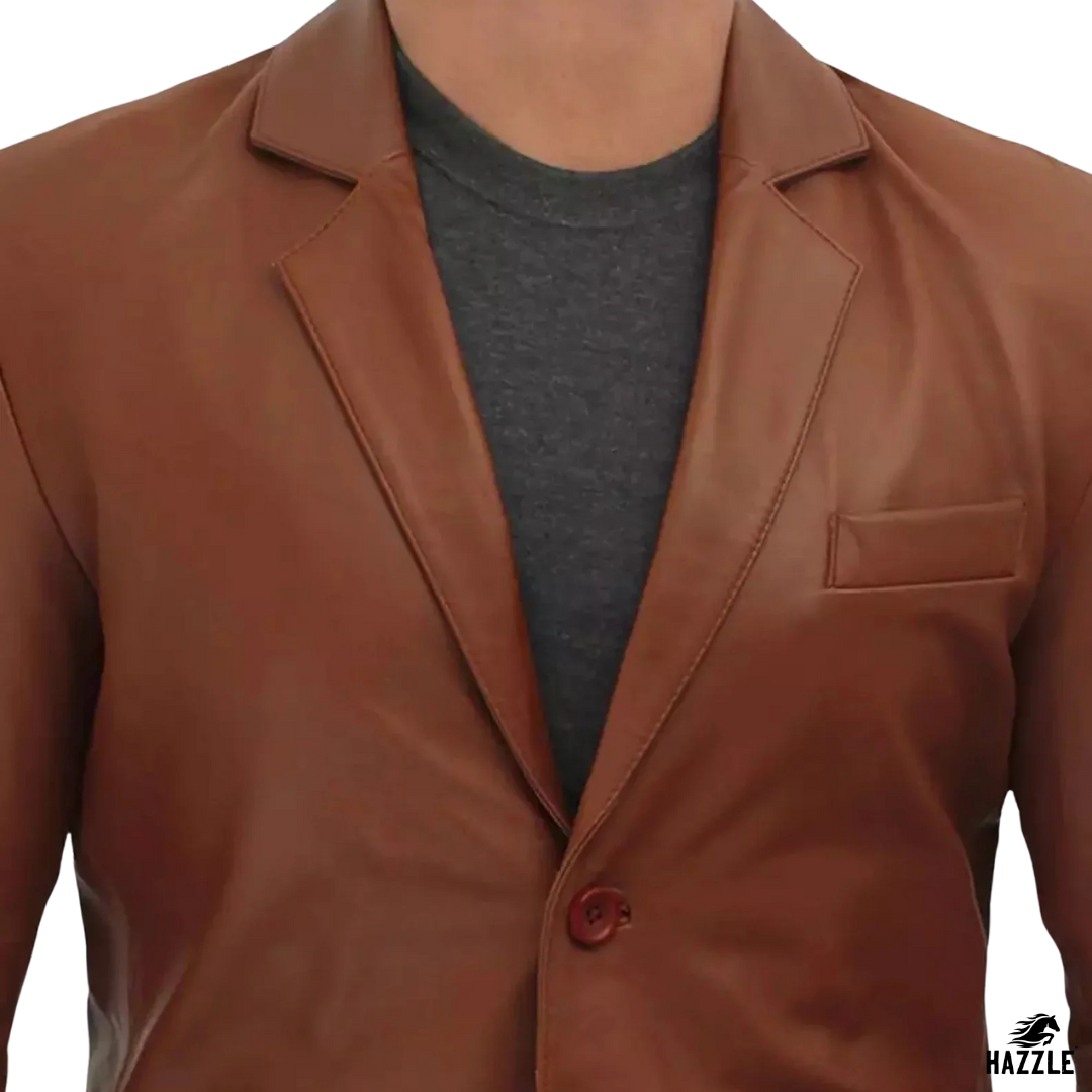 VINTAGE TIN LEATHER BLAZER