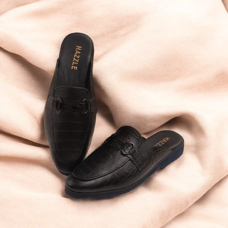 Crocodile Half Shoe Black