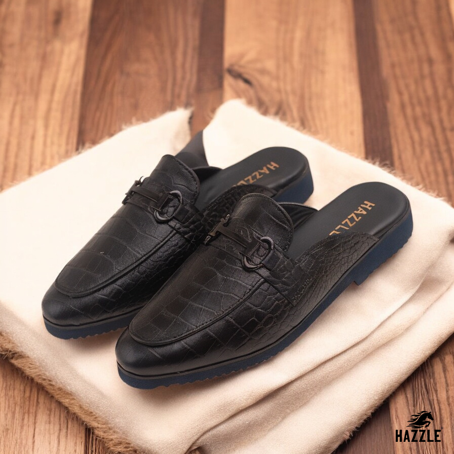 Crocodile Half Shoe Black