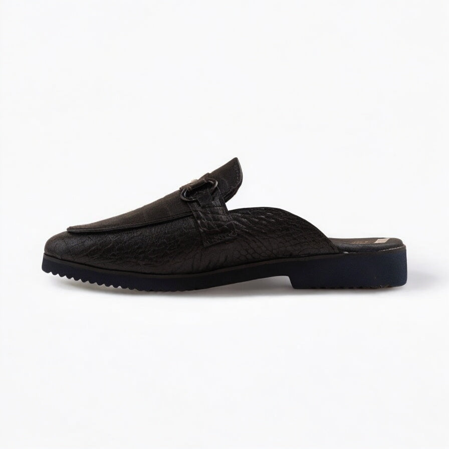 Crocodile Half Shoe Black