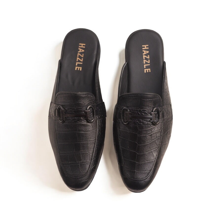 Crocodile Half Shoe Black