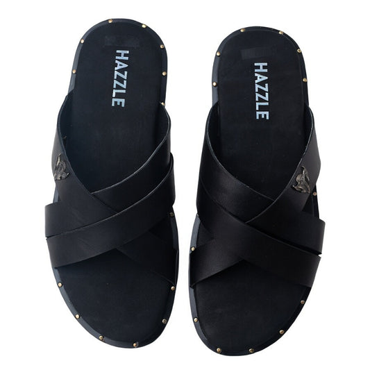 Hazzle Black | Leather Sandal