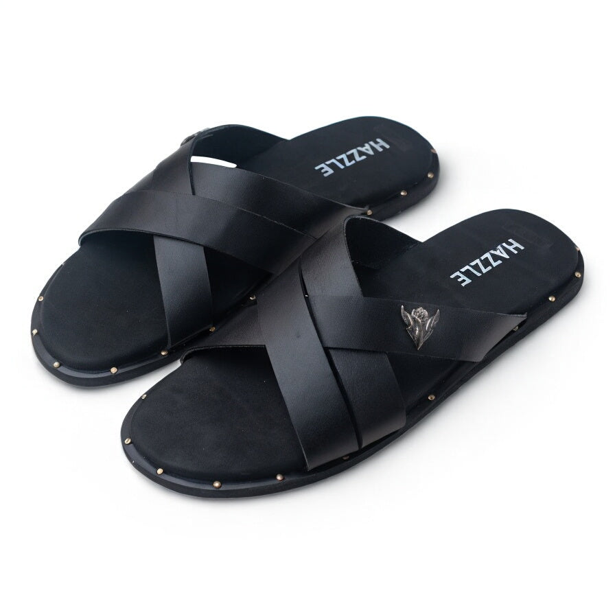 Hazzle Black | Leather Sandal