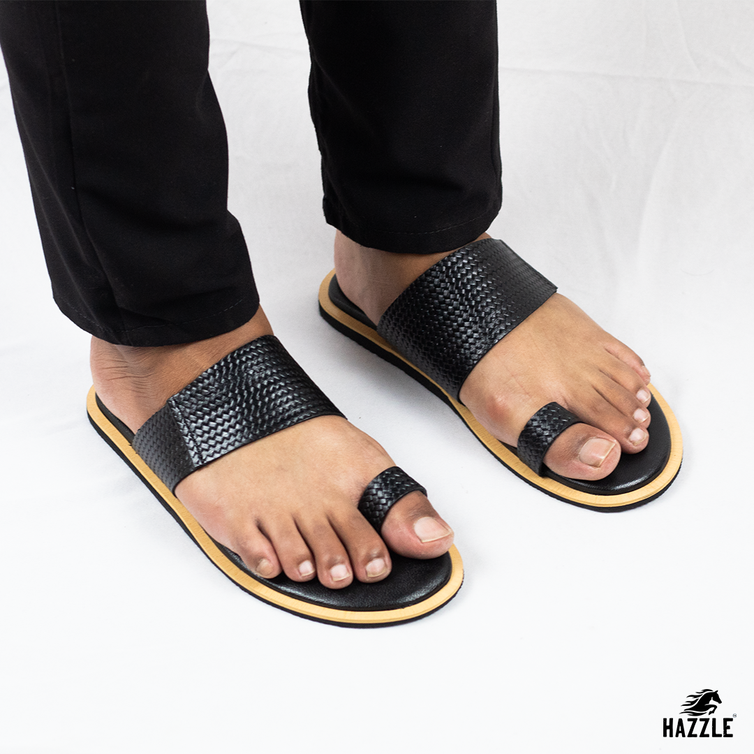 Flingstone - Black | Dice Leather Sandal