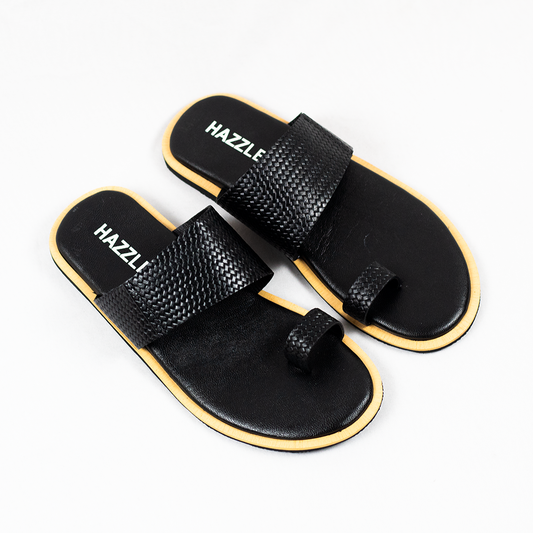 Flingstone - Black | Dice Leather Sandal