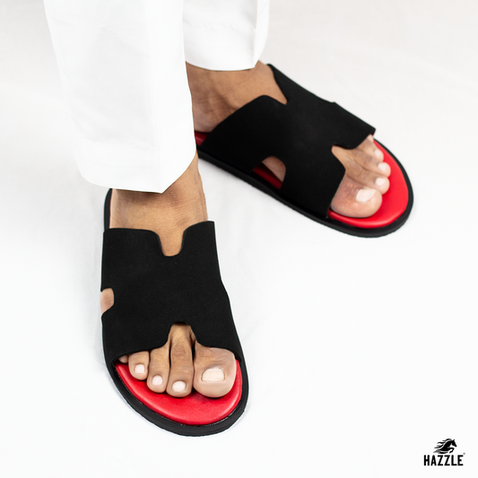 Red Fusion - Black | Suede Leather Sandal