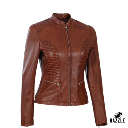 Ladies Brown Leather Jacket