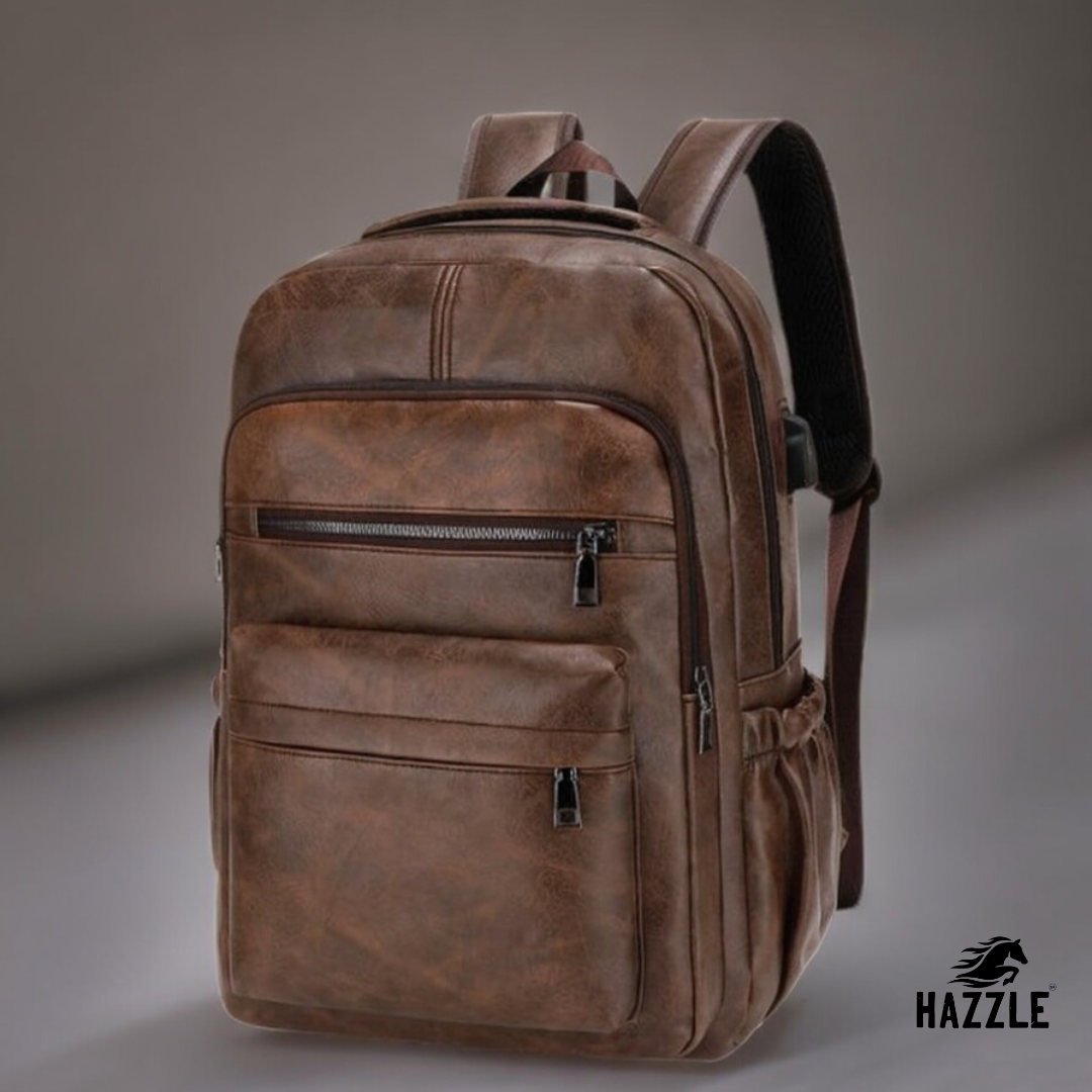 Retro Full Grain Genuine Leather Backpack – Hazzle - Main Image