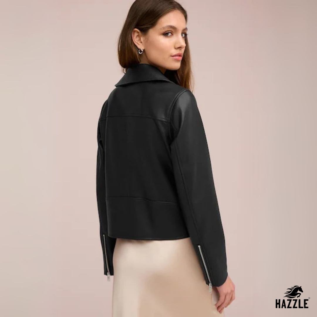 Black Faux Leather Biker Jacket