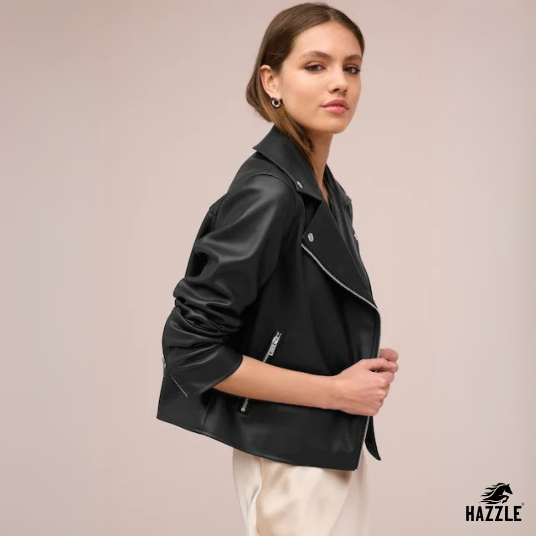 Black Faux Leather Biker Jacket