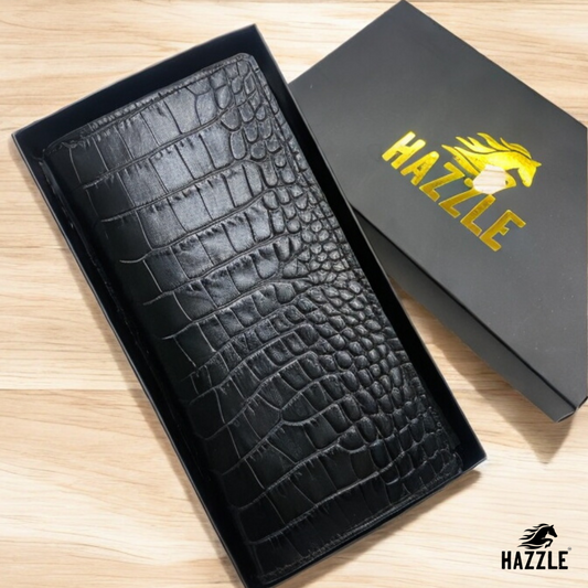 Crocodile Wallet Long - Black