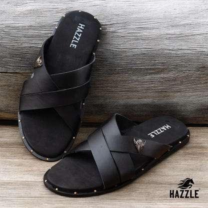 Hazzle Black | Leather Sandal