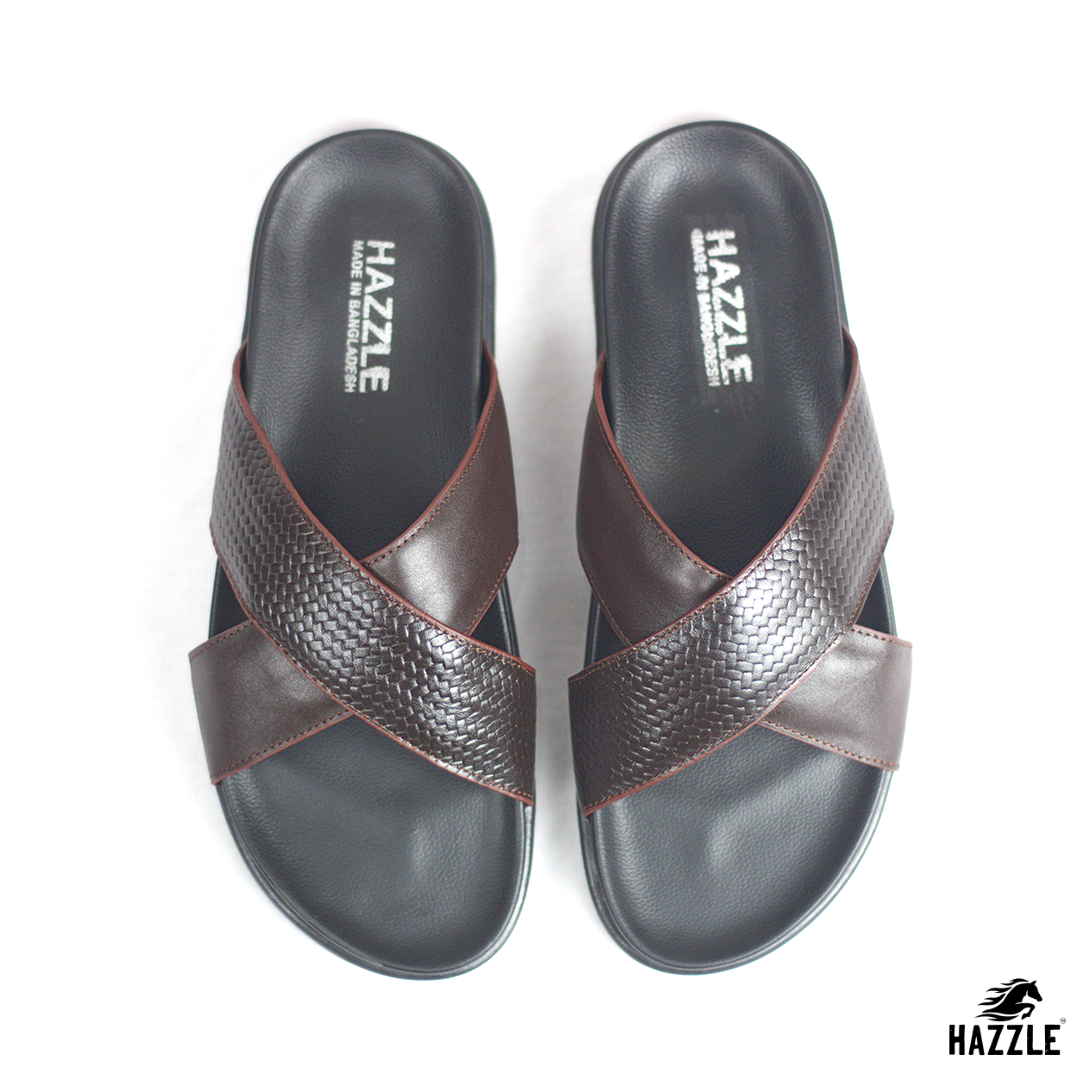 Hazzle Comfort Cross Chocolate Leather Sandal