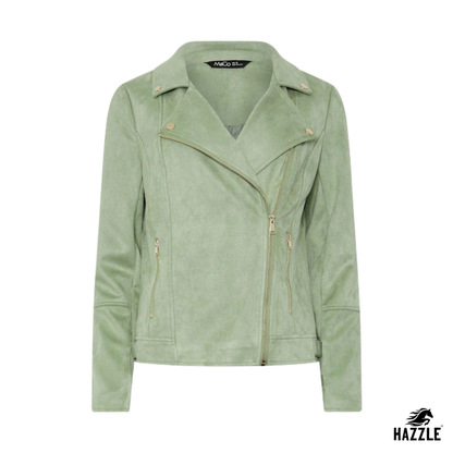 Green Suede Biker Jacket