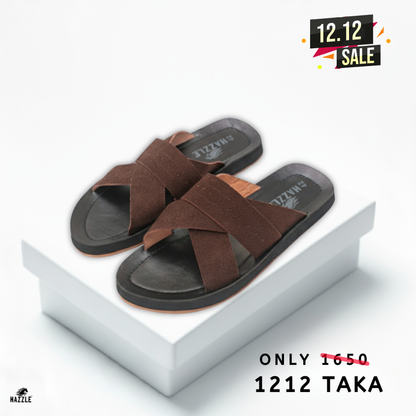 ELAN Slider - Chocolate | Leather Sandal