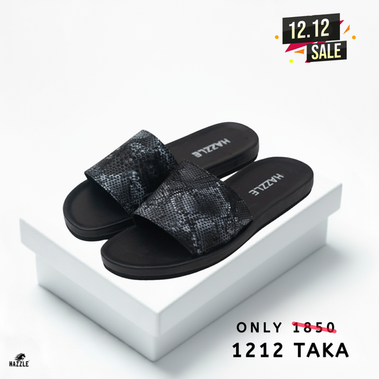 Snake Print - Black | Dice Leather Sandal