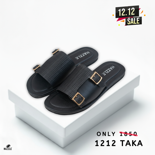 Posh Dice Black | Dice Leather Sandal