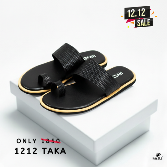 Flingstone - Black | Dice Leather Sandal