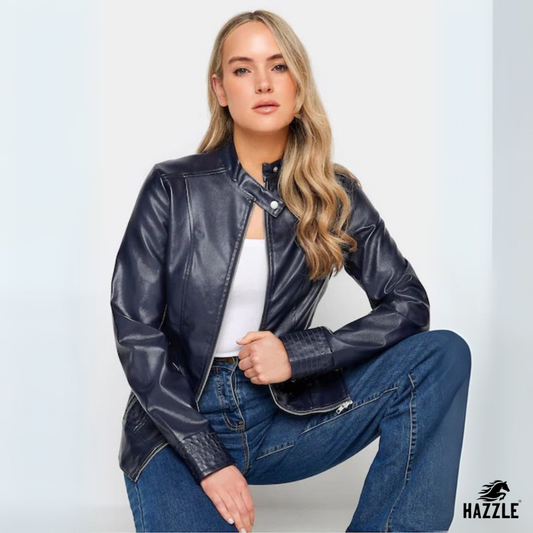 Long Tall Sally Blue Funnel Neck Jacket