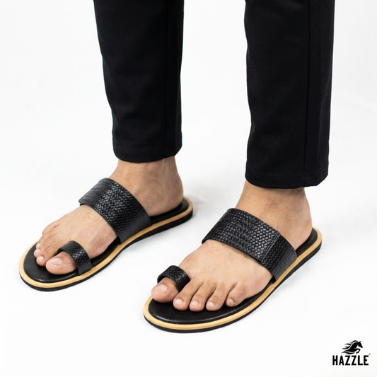 Flingstone - Black | Dice Leather Sandal