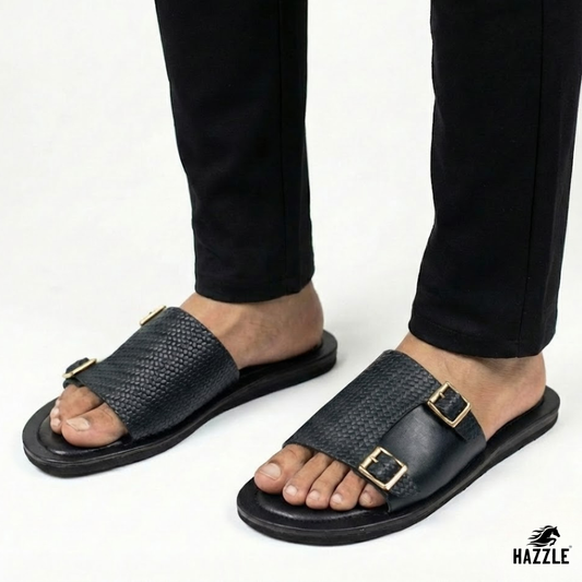Posh Dice Black | Dice Leather Sandal
