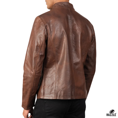 Alexis Biker Leather Jacket Brown