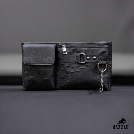 Crocodile Fanny Bag Pack Black