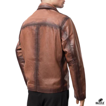 Hunter Leather Biker Jacket brown