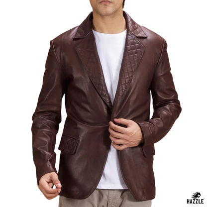 Radaron Quilted Maroon Leather Blazer