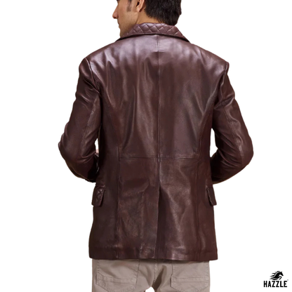 Radaron Quilted Maroon Leather Blazer