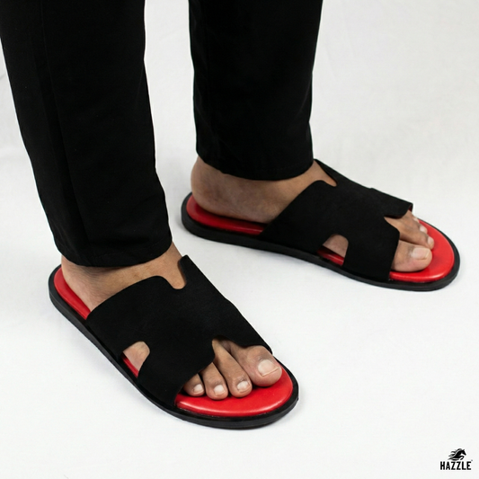 Red Fusion - Black | Suede Leather Sandal