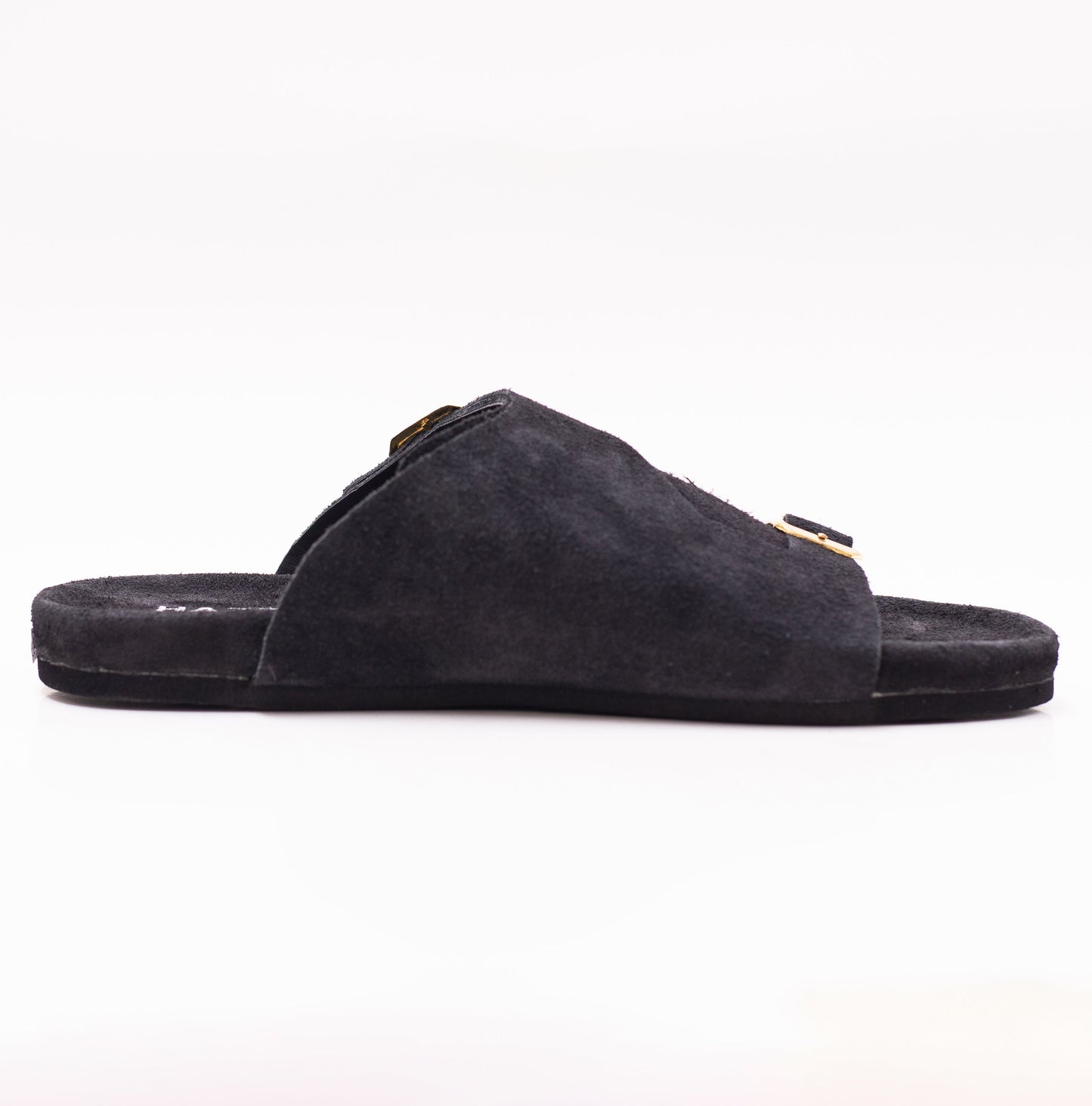 Suede Sandal - Double Belt Black