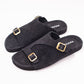 Suede Sandal - Double Belt Black